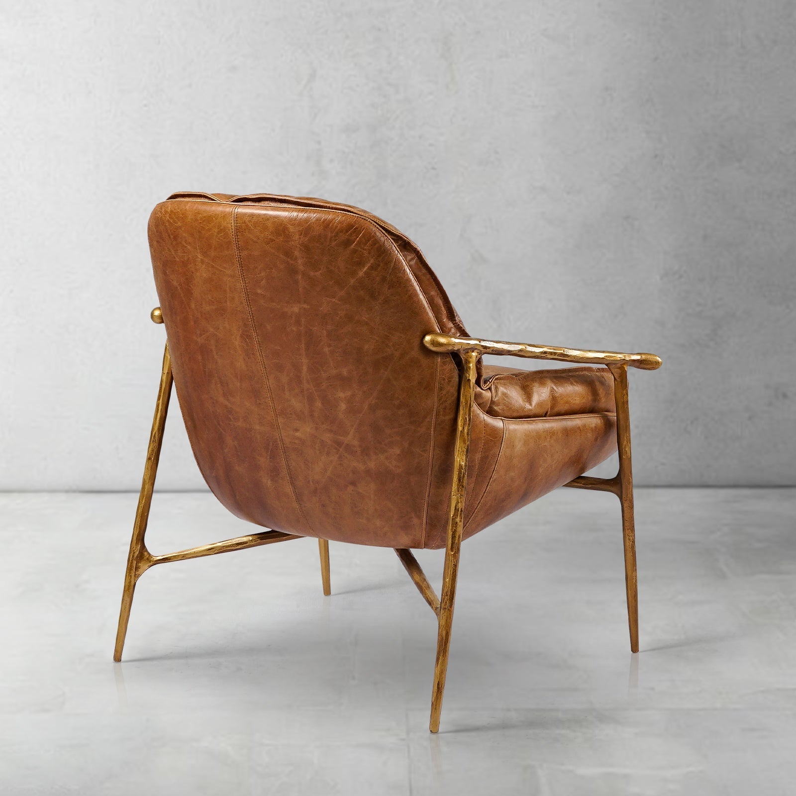 Vintage Forged Brown Leather Accent Chairs