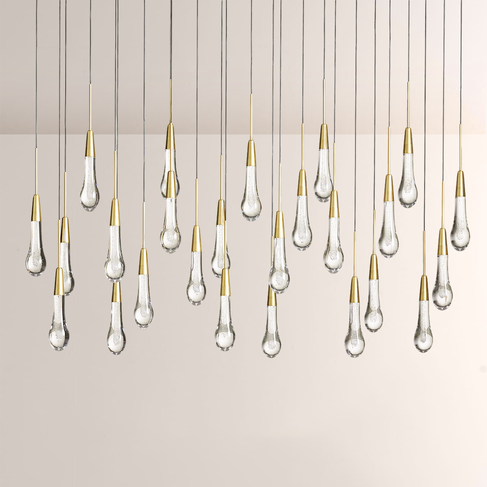 Raindrop Glass Solitaire Linear Chandelier - thebelacan