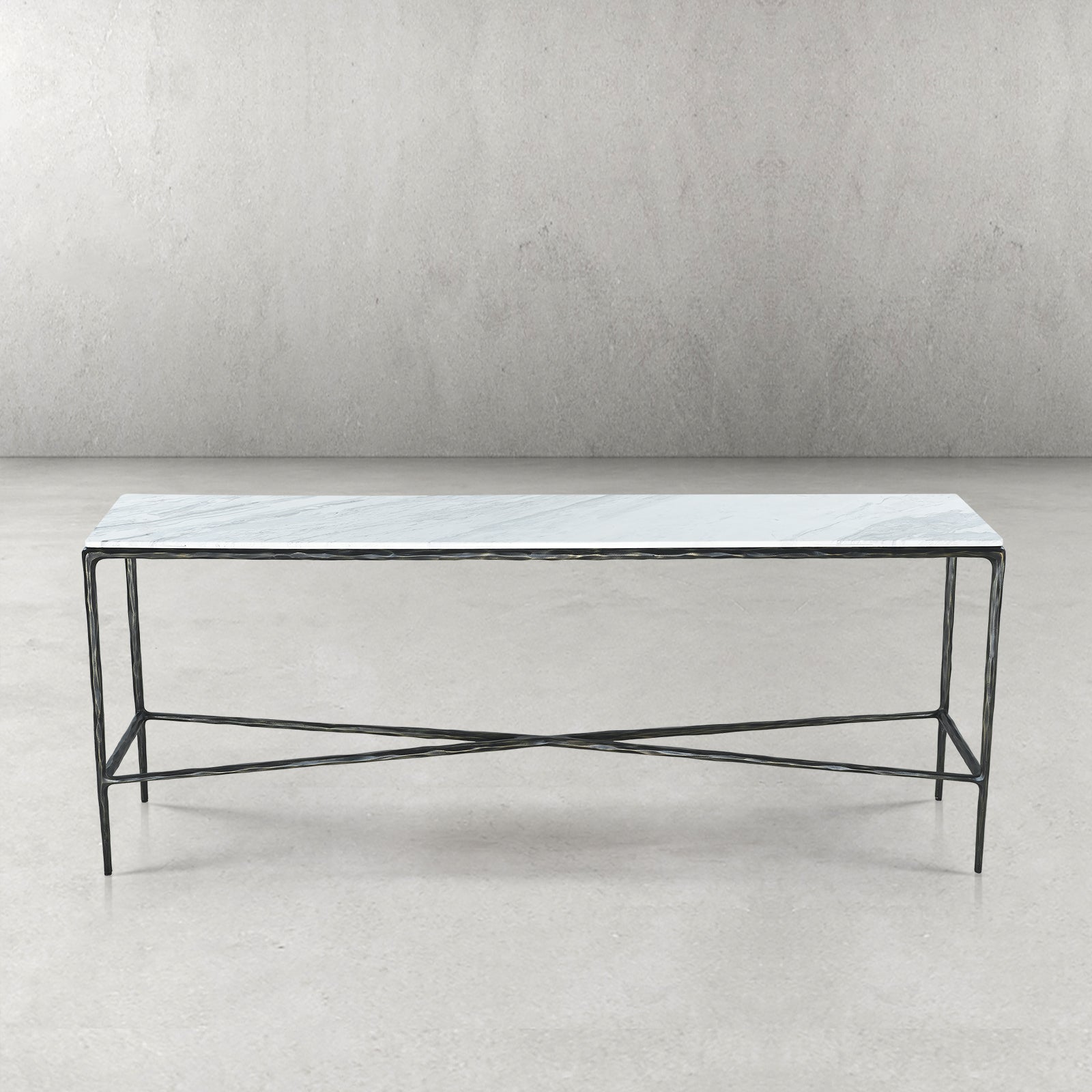 Vintage Forged Rectangle Marble Console Table