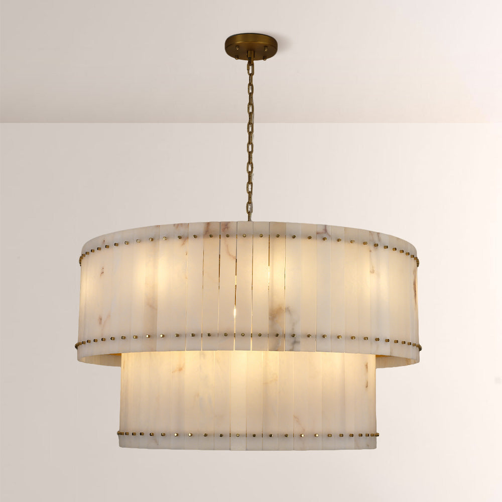 San Marco Alabaster Round 2-Tiered Chandelier - thebelacan