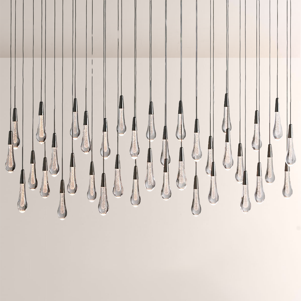 Raindrop Glass Solitaire Linear Chandelier - thebelacan