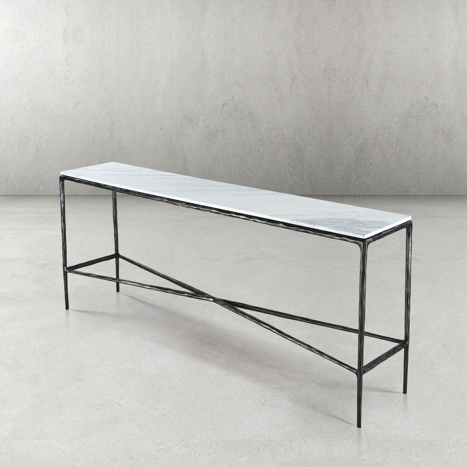 Vintage Forged Rectangle Marble Console Table