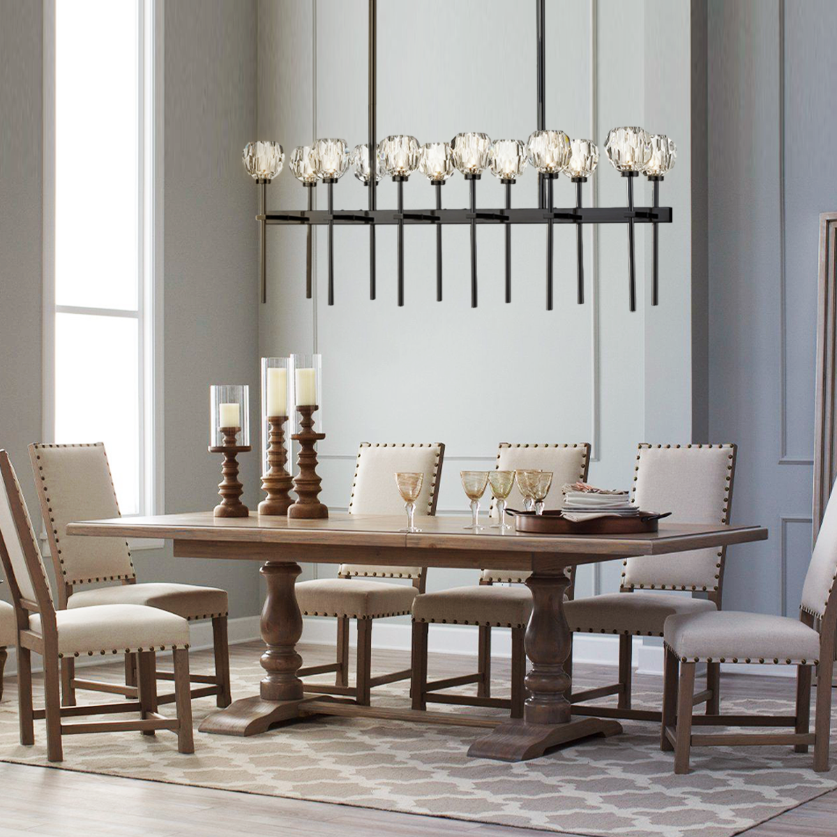 Kristina Clear Glass Linear Chandelier