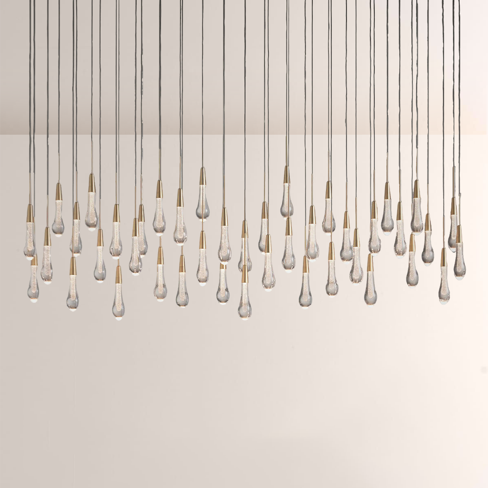 Raindrop Glass Solitaire Linear Chandelier - thebelacan
