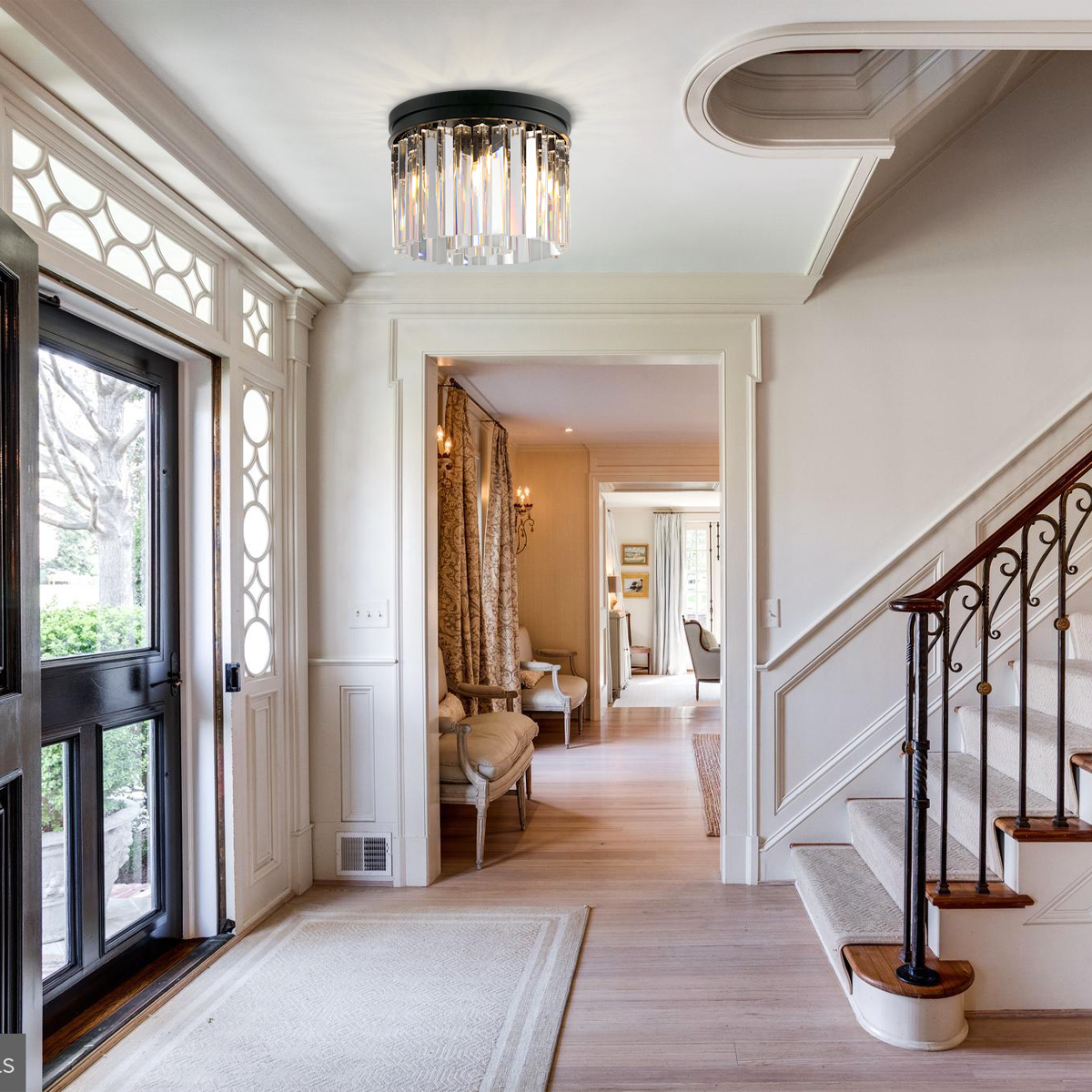 1920s Classical Crystal Round Flushmount