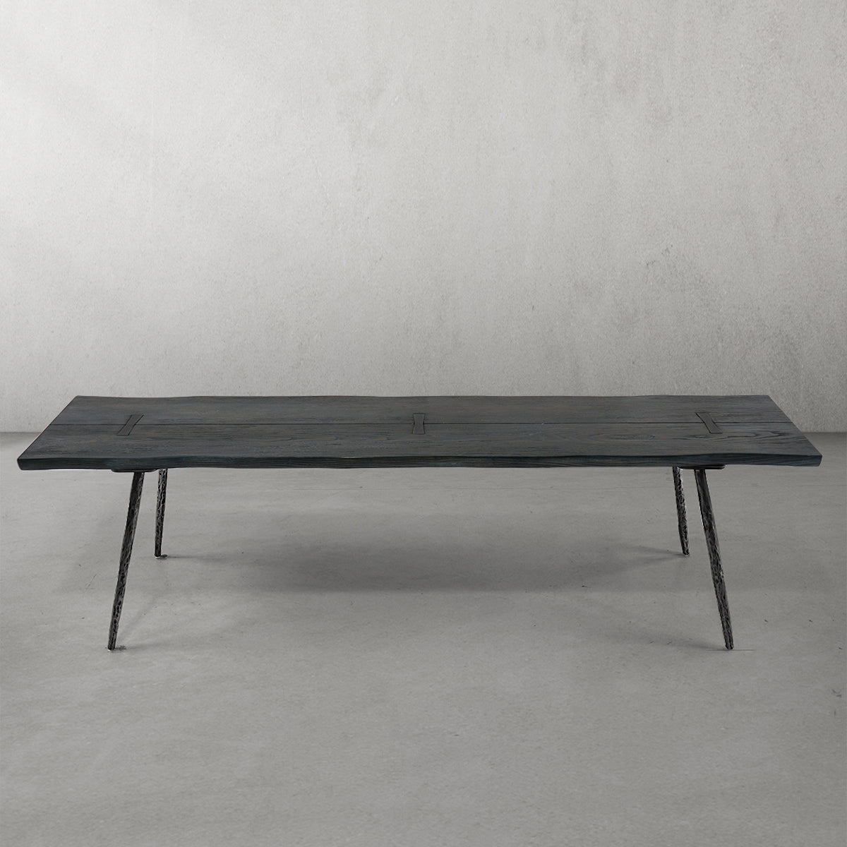 Vintage Forged Retro Copper Frame Solid Wood Dining Bench