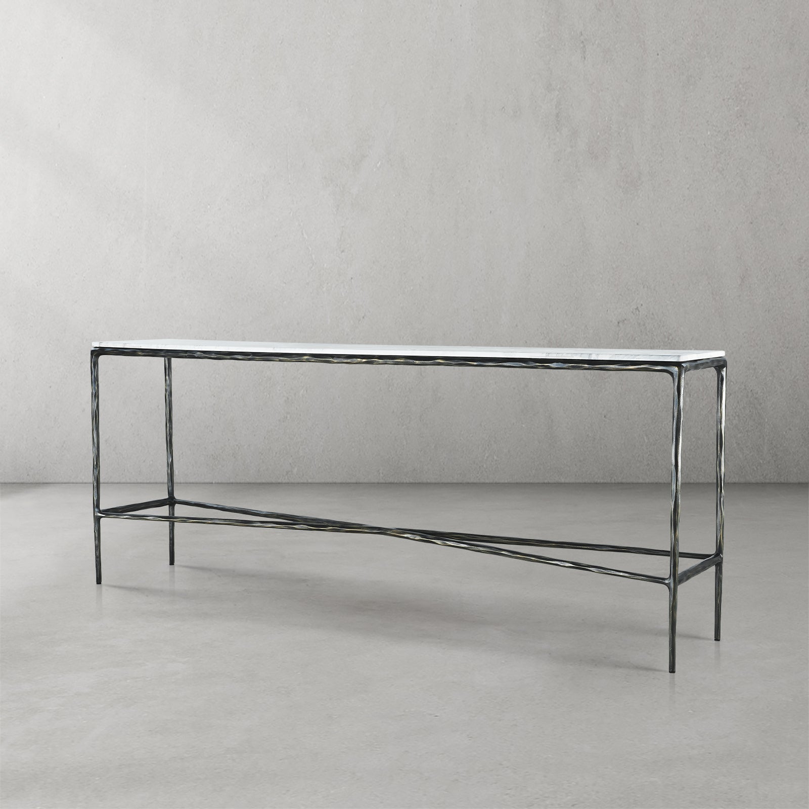 Vintage Forged Rectangle Marble Console Table