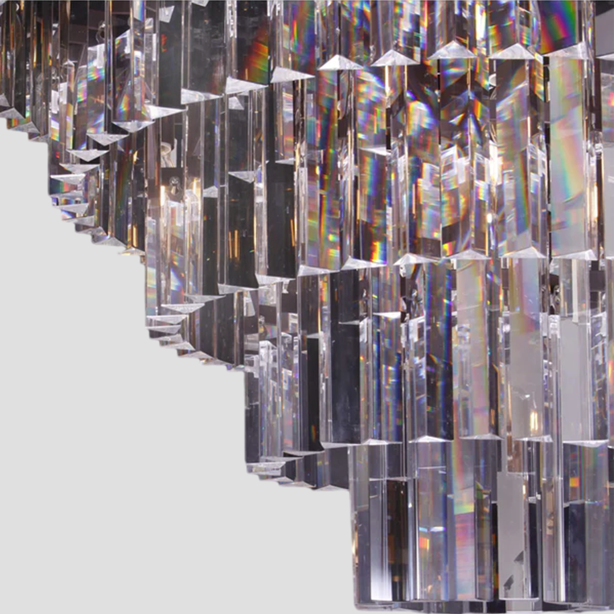 1920s Classical Multi-Tiered Layered Crystal Rod Chandelier