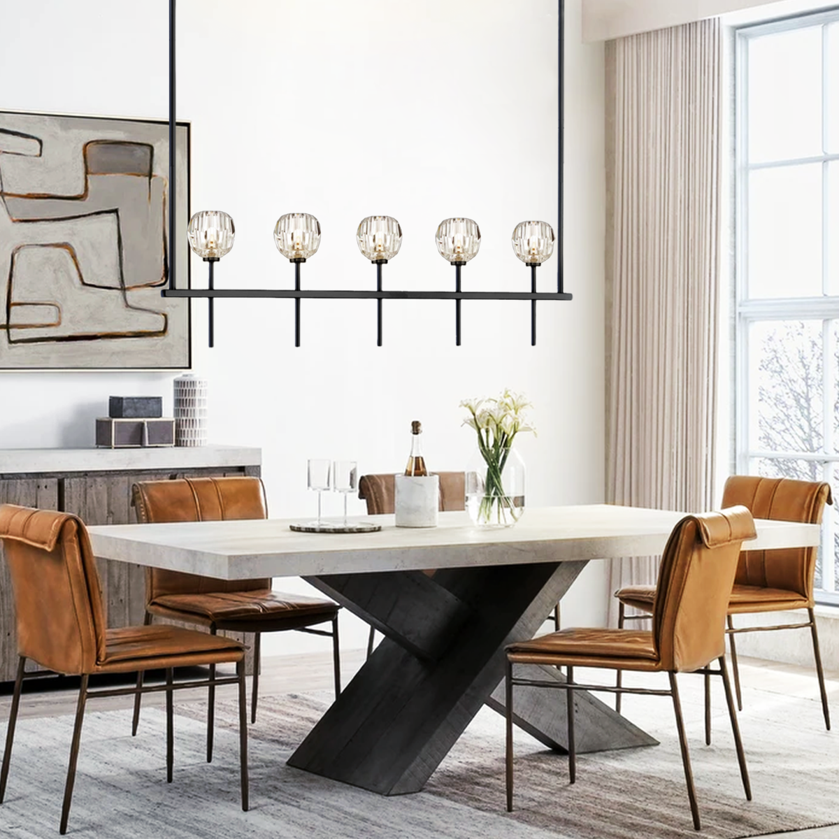 Kristina Clear Glass Linear Chandelier