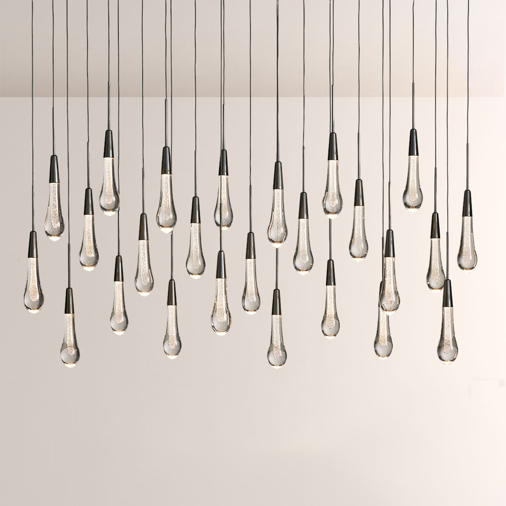 Raindrop Glass Solitaire Linear Chandelier - thebelacan