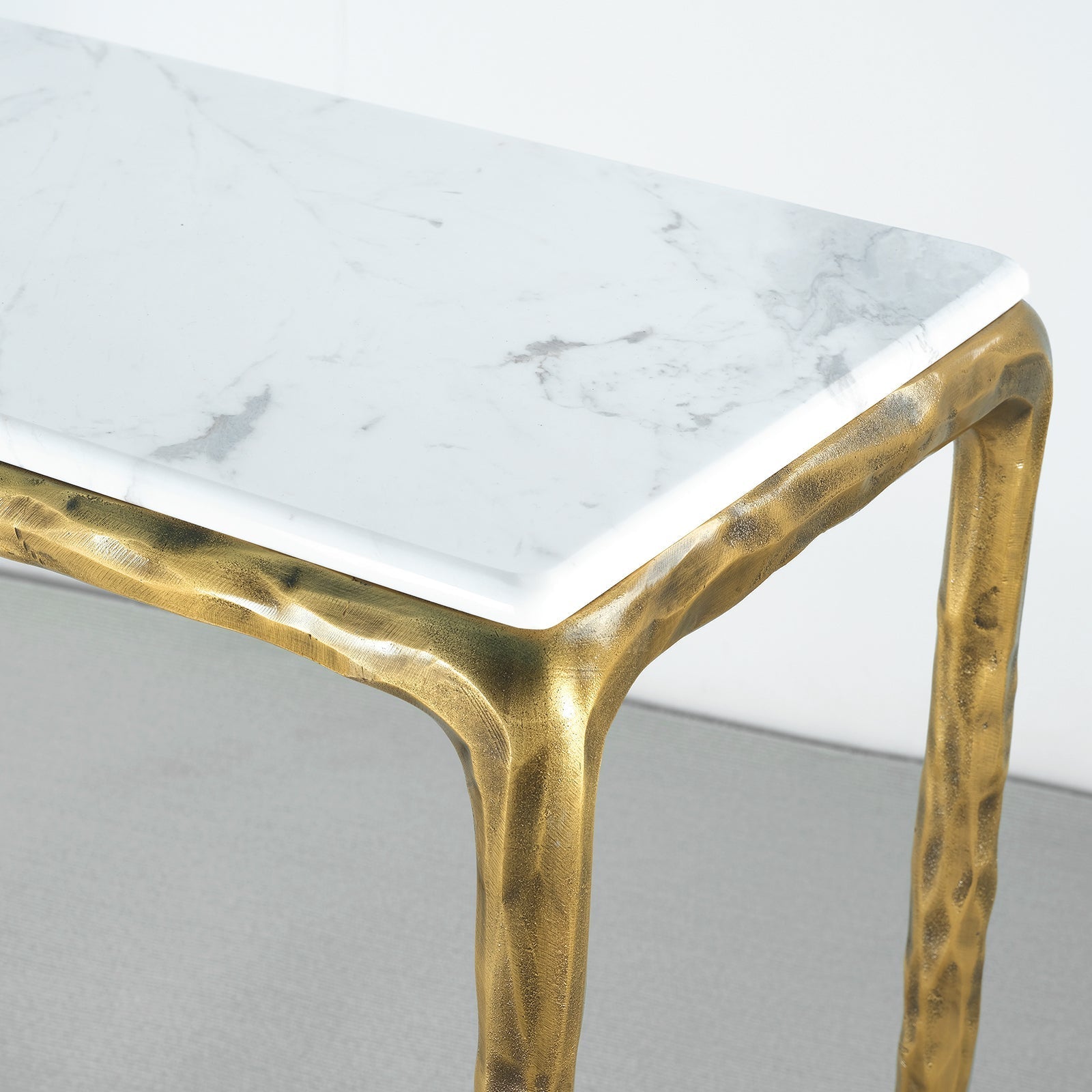 Vintage Forged Rectangle Marble Console Table