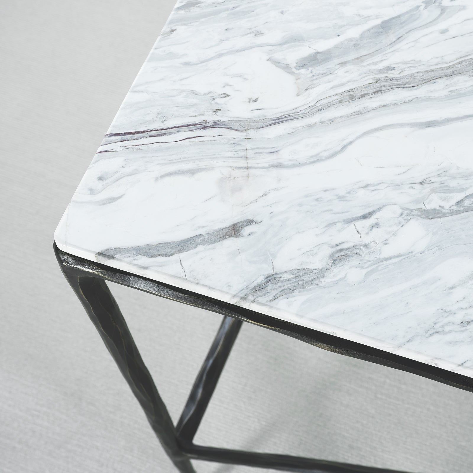 Vintage Forged Rectangle Marble Console Table