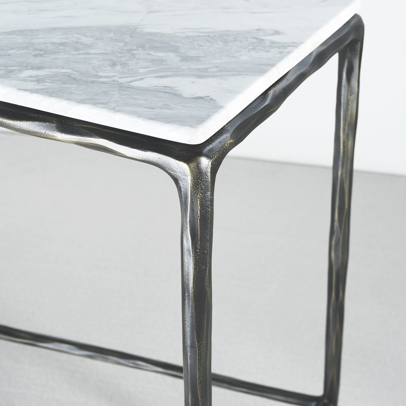 Vintage Forged Rectangle Marble Console Table