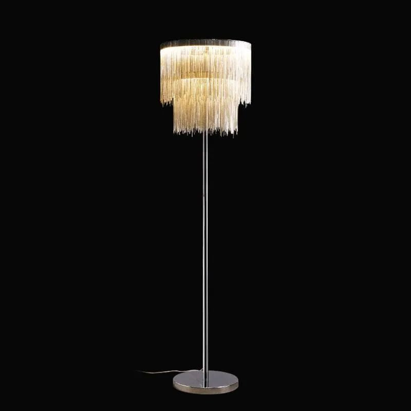 Alisa Luxury Hardware Aluminum Chain Tassel Floor Lamp(SINGLE-LAYER/DOUBLE-DECK) - thebelacan