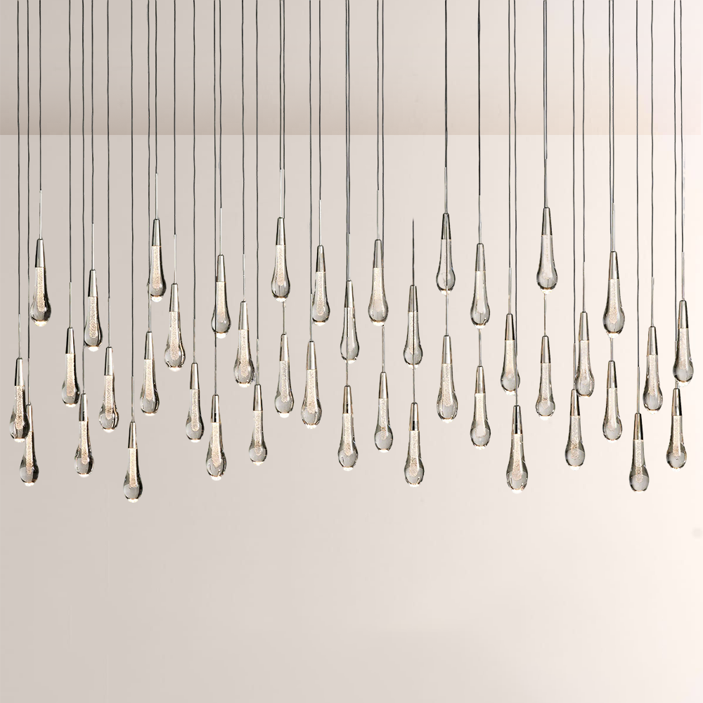Raindrop Glass Solitaire Linear Chandelier - thebelacan