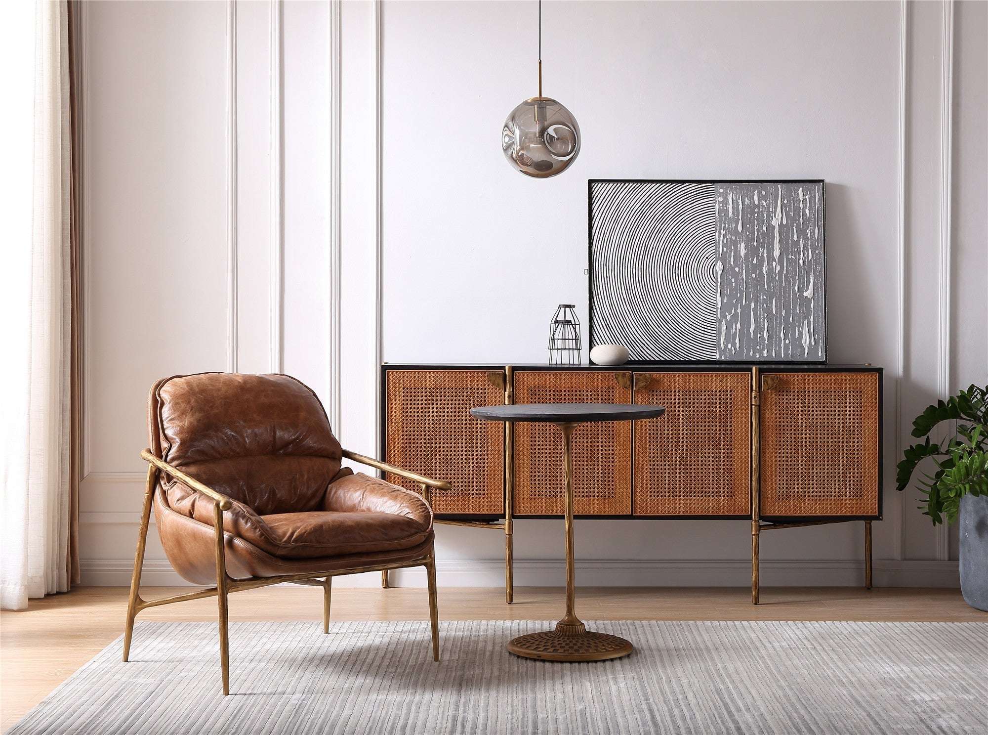 Vintage Forged Brown Leather Accent Chairs