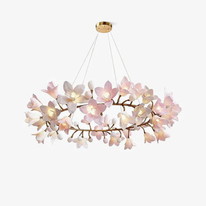 Amara Pink Orchid & Brass Circular Chandelier