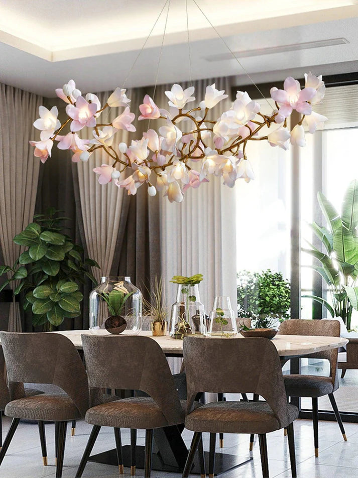 Amara Pink Orchid & Brass Circular Chandelier