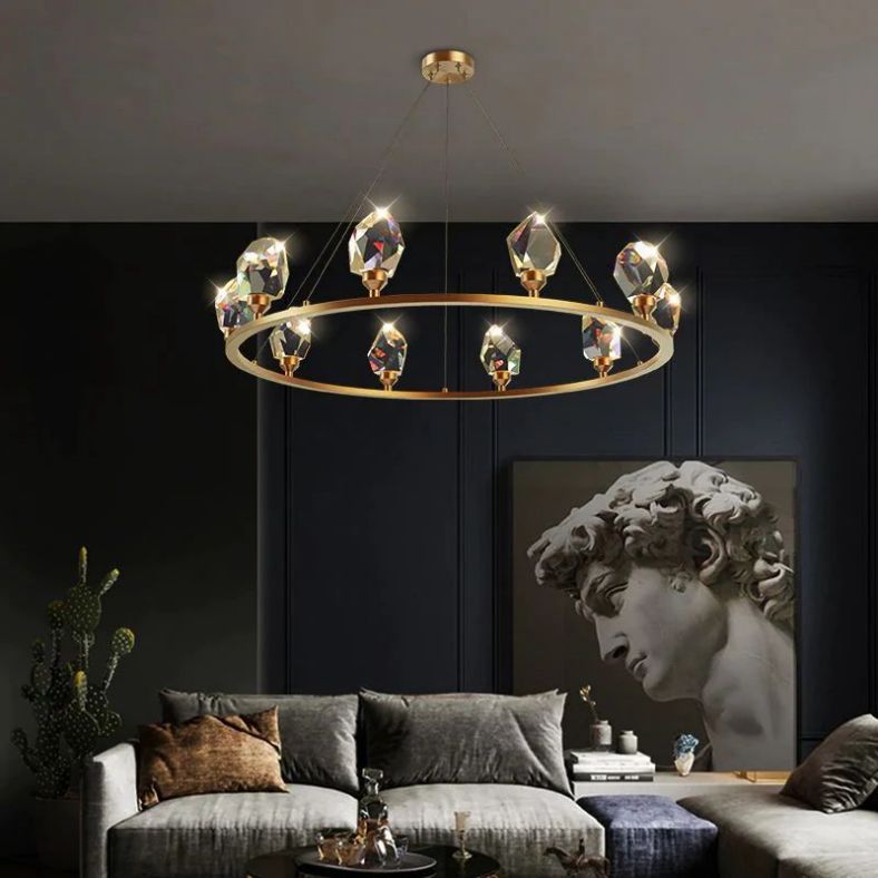 Angelia Faceted Crystal Prisms Crown Chandelier - thebelacan