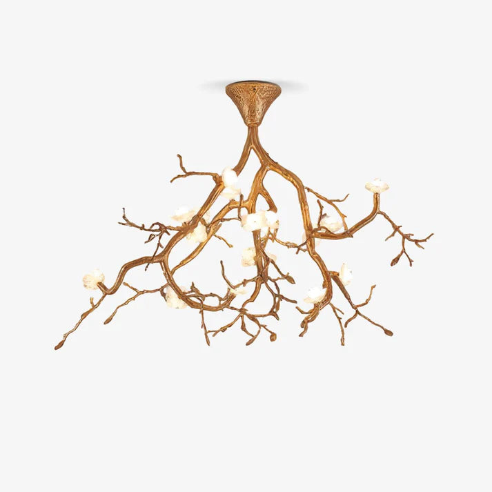Aurelia Golden Branch & Porcelain Bloom Chandelier