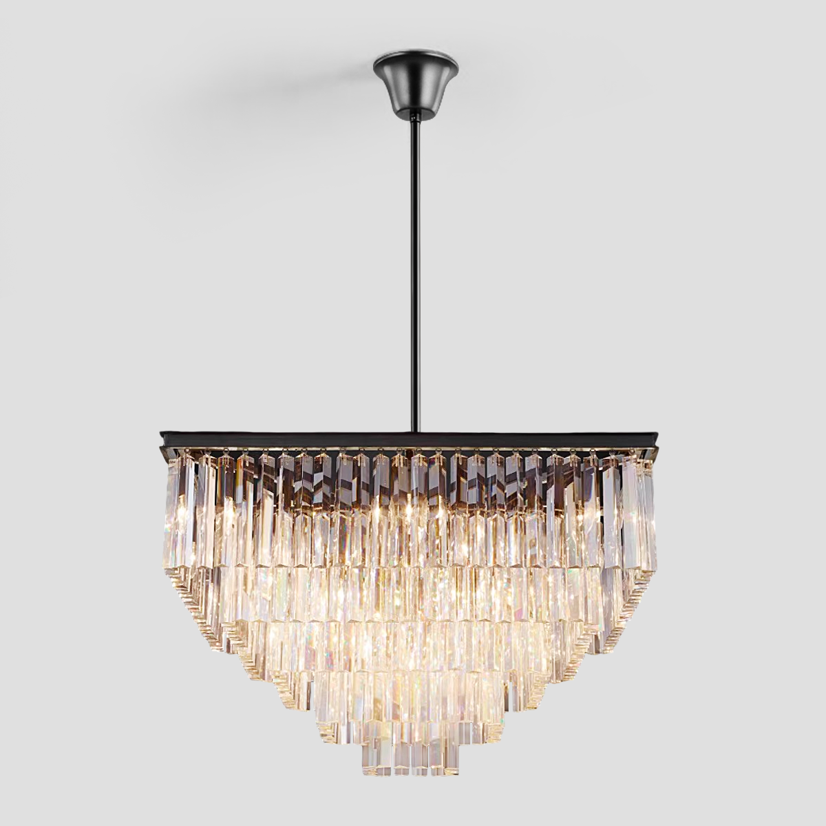 1920s Classical 5-Tier Crystal Square Chandelier