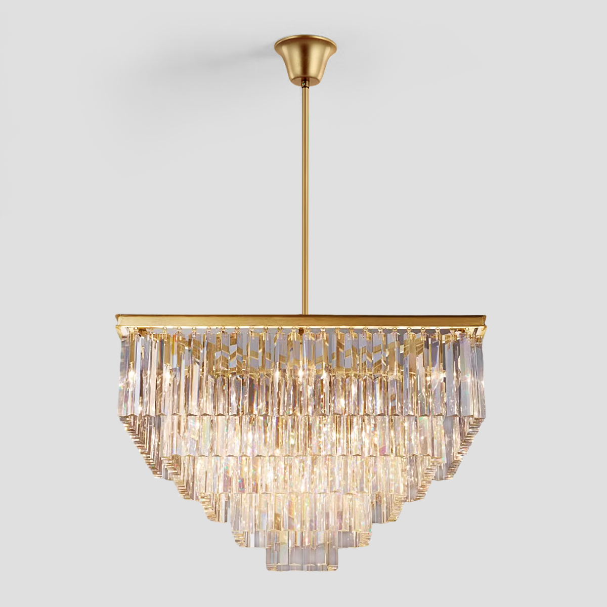 1920s Classical 5-Tier Crystal Square Chandelier