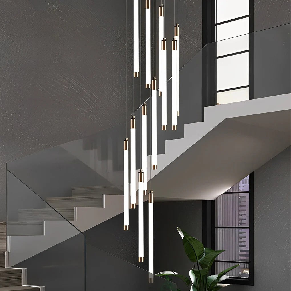 Modern Acrylic Spiral Tube Chandelier For Staircase Ceiling Light