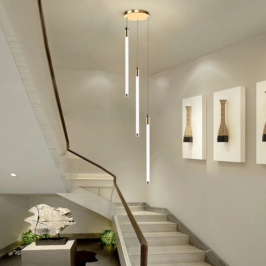 Modern Acrylic Spiral Tube Chandelier For Staircase Ceiling Light