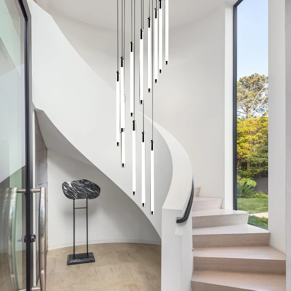 Modern Acrylic Spiral Tube Chandelier For Staircase Ceiling Light