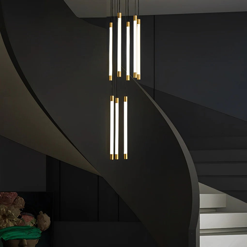 Modern Acrylic Spiral Tube Chandelier For Staircase Ceiling Light