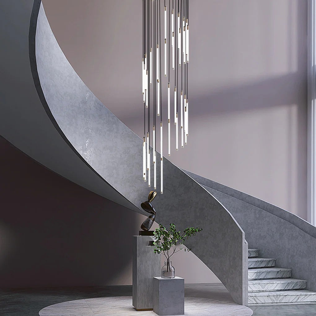 Modern Acrylic Spiral Tube Chandelier For Staircase Ceiling Light