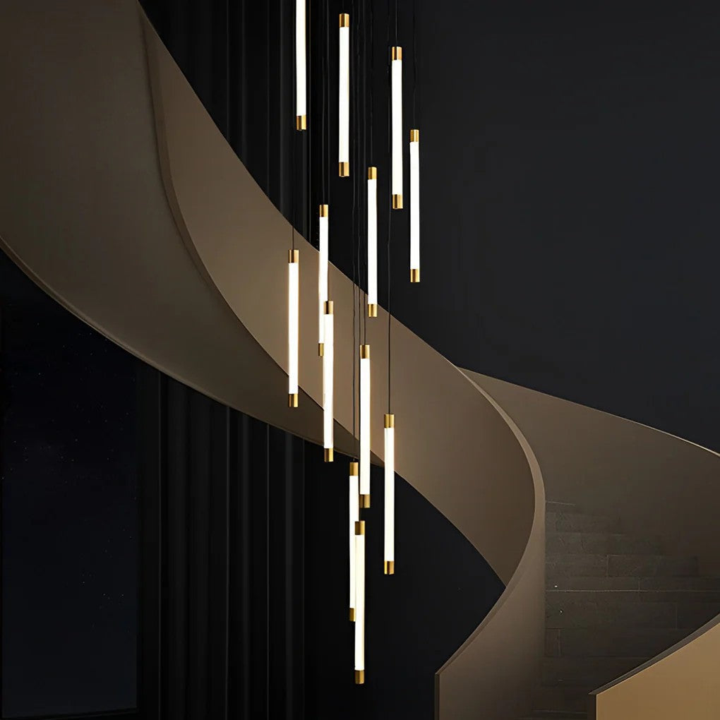 Modern Acrylic Spiral Tube Chandelier For Staircase Ceiling Light