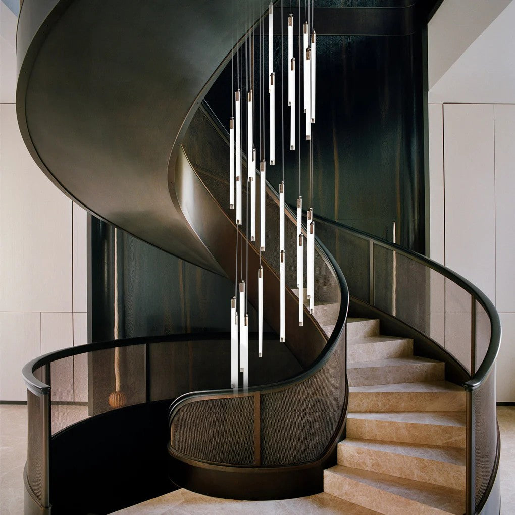 Modern Acrylic Spiral Tube Chandelier For Staircase Ceiling Light