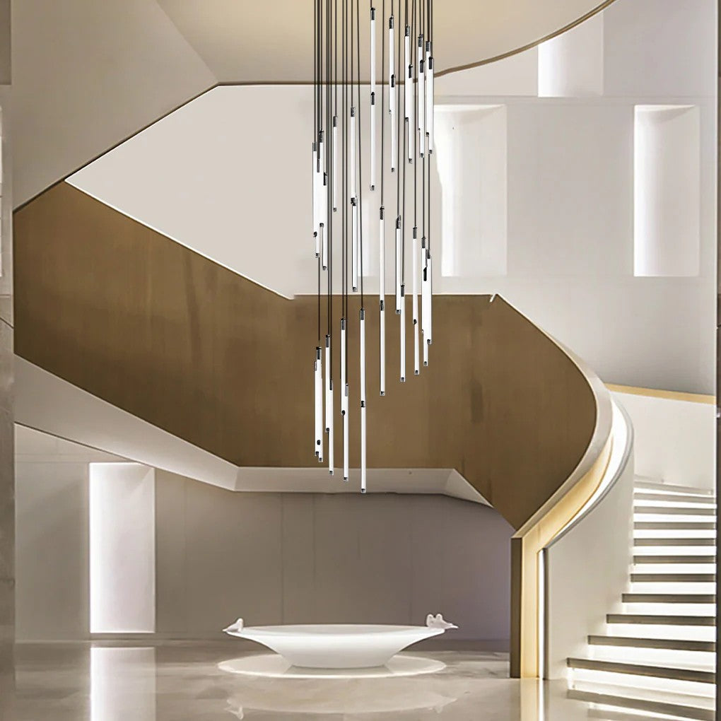 Modern Acrylic Spiral Tube Chandelier For Staircase Ceiling Light