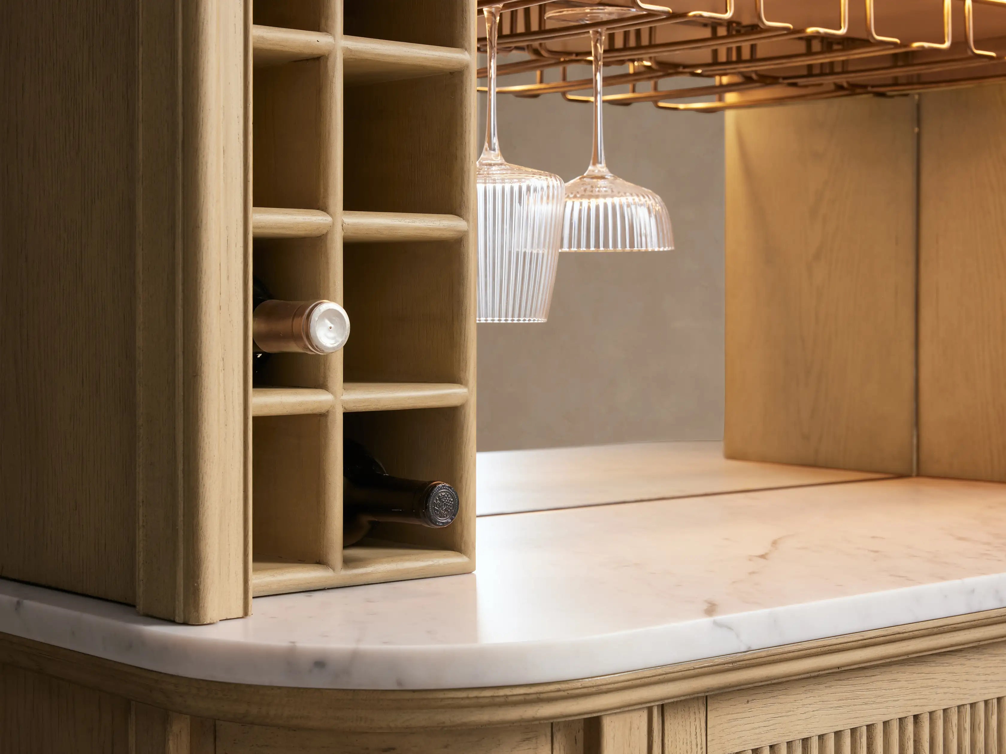 Curved Top Freestanding Home Bar Cabinet With Wine Storage