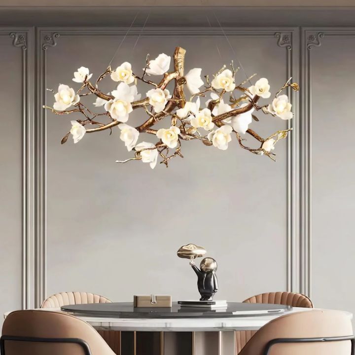 Flower Bloom Branch Brass Chandelier - thebelacan