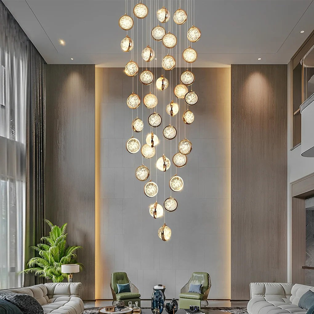  Long Global Crystal Cluster Modern Chandelier Adjustable For Luxury Staircase 
