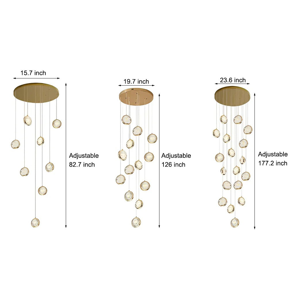  Long Global Crystal Cluster Modern Chandelier Adjustable For Luxury Staircase 