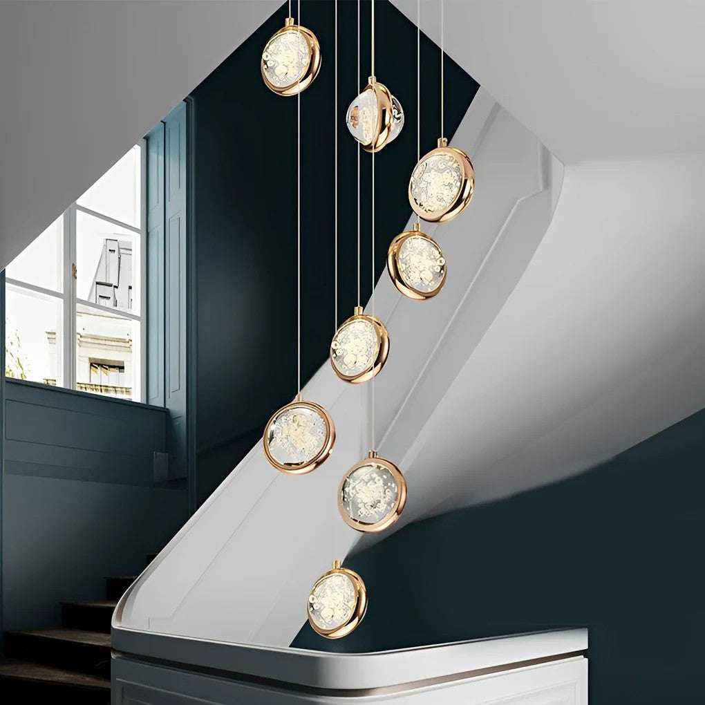  Long Global Crystal Cluster Modern Chandelier Adjustable For Luxury Staircase 