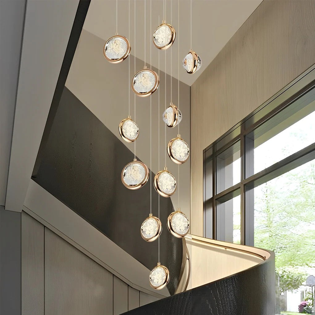  Long Global Crystal Cluster Modern Chandelier Adjustable For Luxury Staircase 