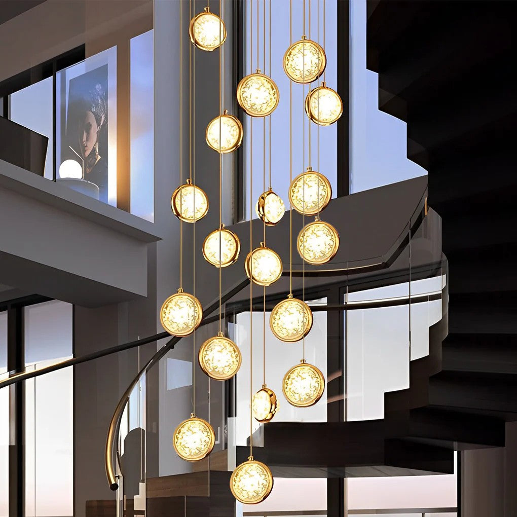  Long Global Crystal Cluster Modern Chandelier Adjustable For Luxury Staircase 