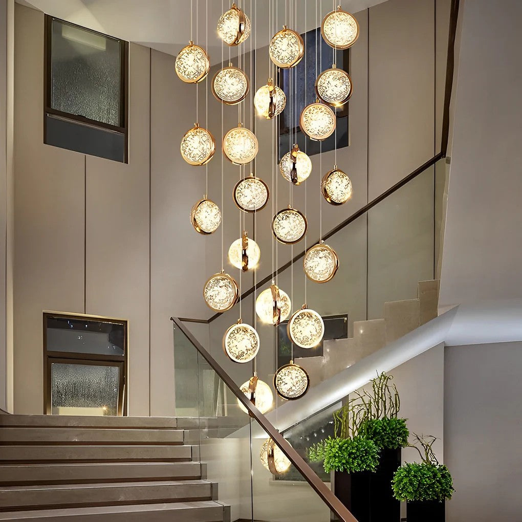  Long Global Crystal Cluster Modern Chandelier Adjustable For Luxury Staircase 