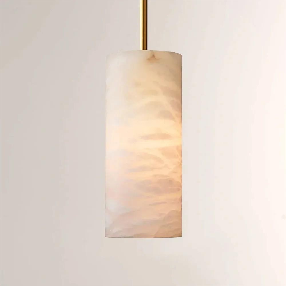 Hand-Carved Alabaster Cylinder Pendant