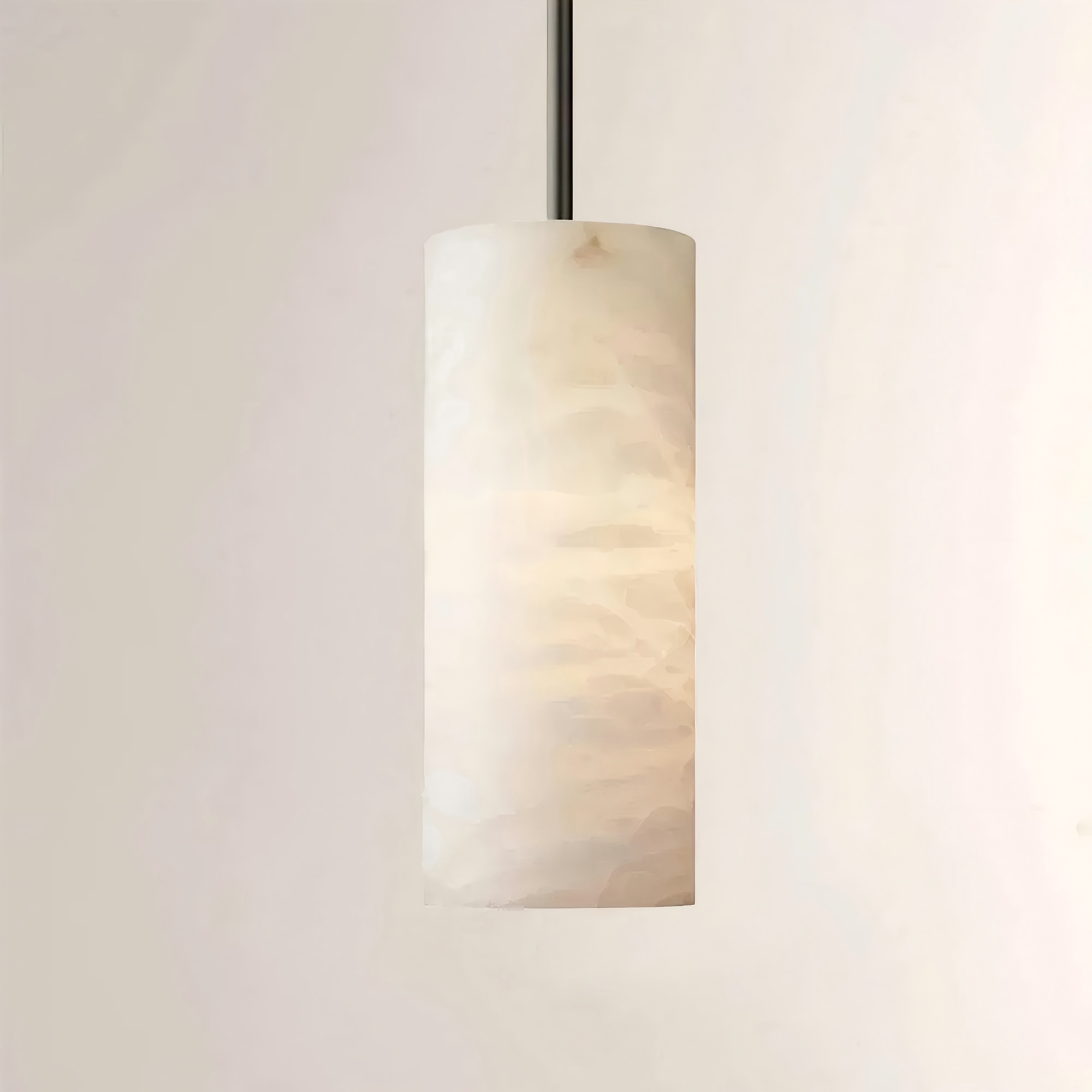 Hand-Carved Alabaster Cylinder Pendant