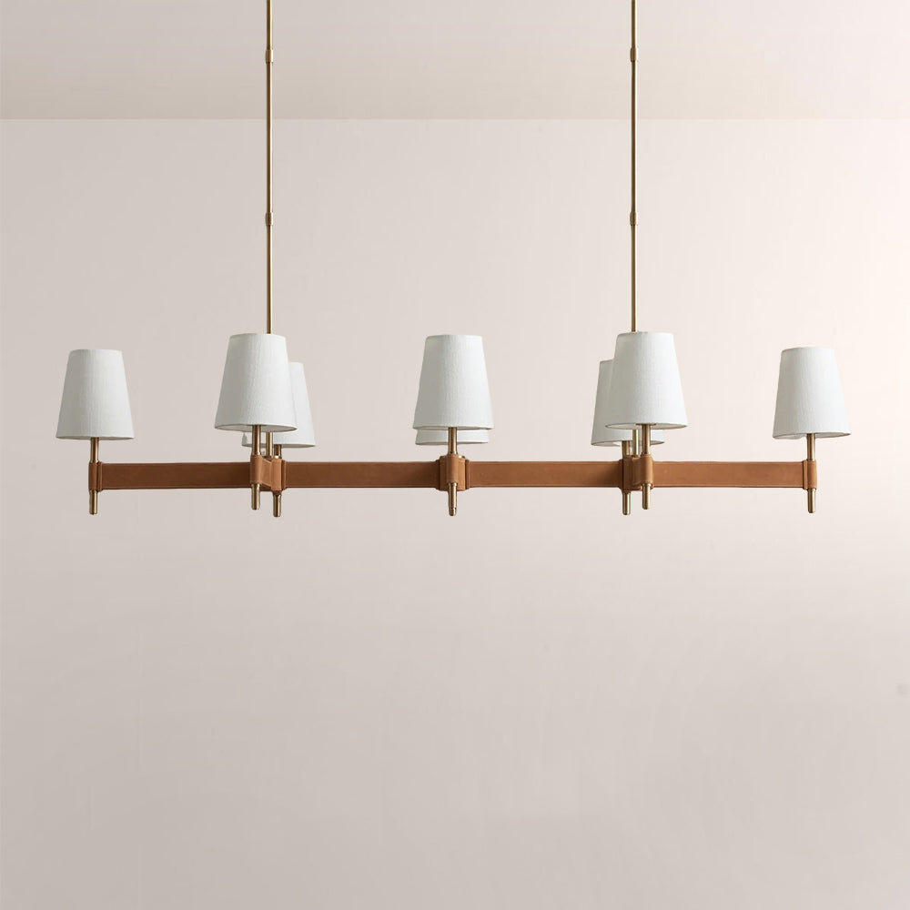 Havyn Leather Linear Chandelier With Shade