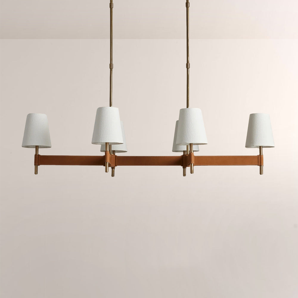 Havyn Leather Linear Chandelier With Shade