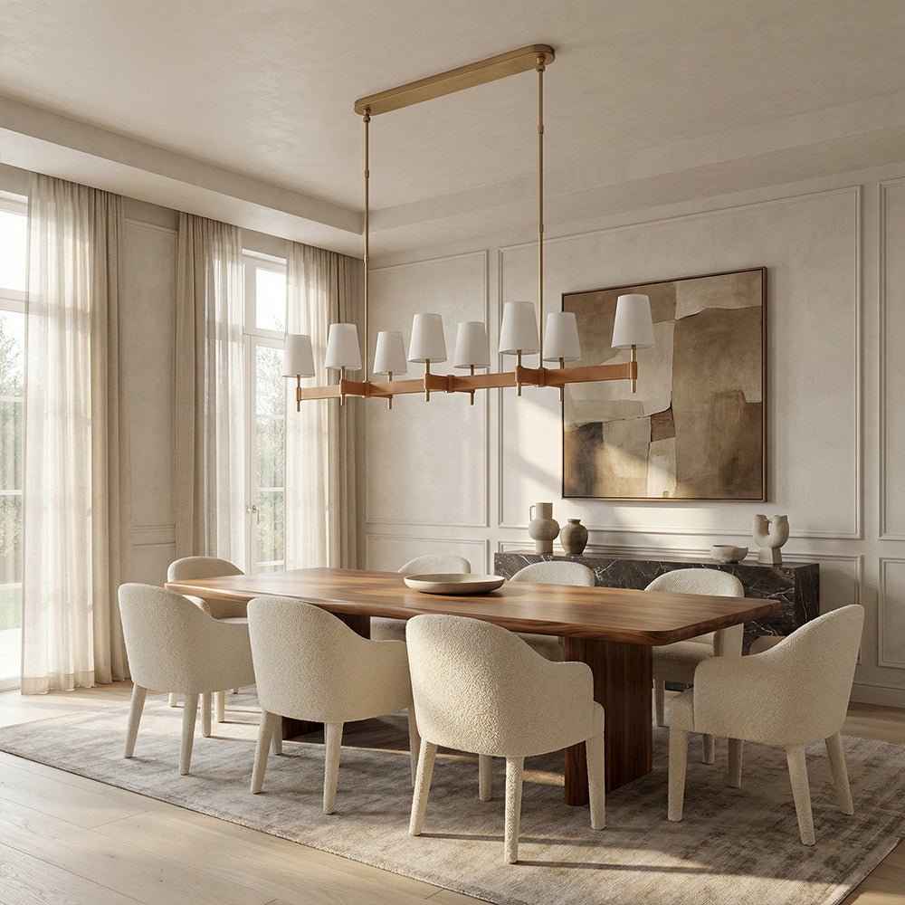 Havyn Leather Linear Chandelier With Shade