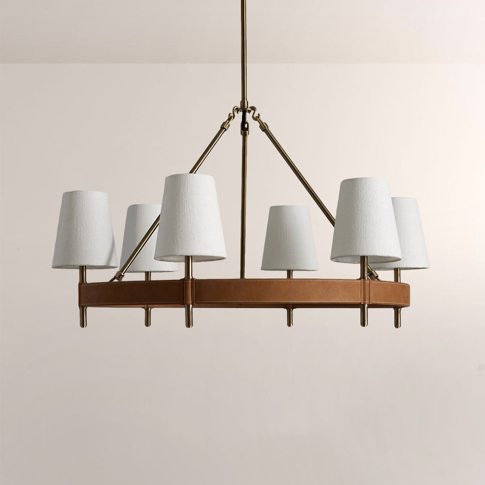 Havyn Leather Round Chandelier With Shade