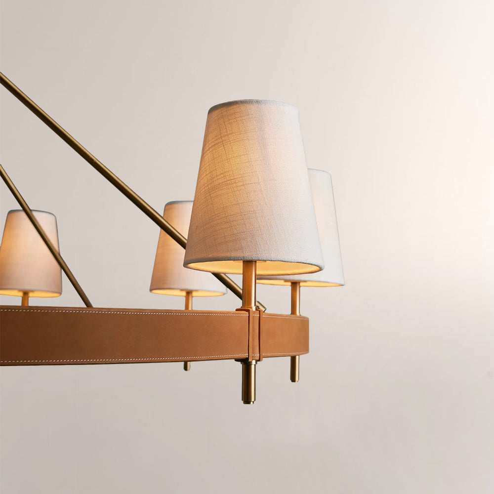 Havyn Leather Round Chandelier With Shade