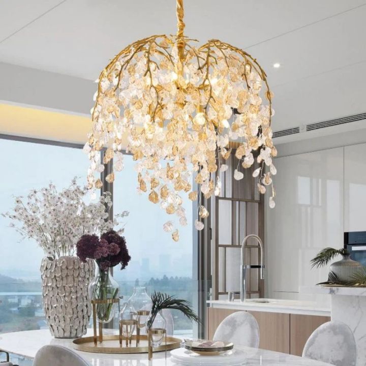Idyllic Glass Leaves Branch Chandelier - thebelacan